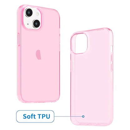 JJGoo Compatible with iPhone 15 Plus Case Clear, Soft Clear TPU Phone Cases, Shockproof Transparent Bumper Cover Slim Thin Phone Case, Translucent Pink - color: Pink
