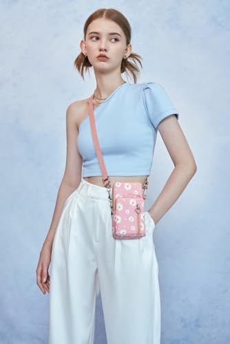 Small Crossbody Bag for Women - Mini Phone Purses with Crossbody Strap and Wallet - Nylon Arm Bag - color: B-chrysanthemum Pink