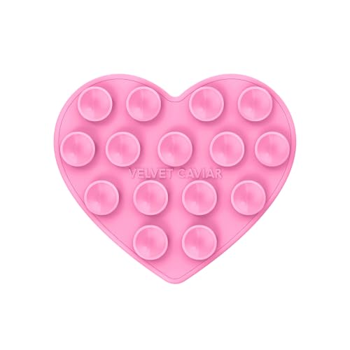 Velvet Caviar Suction Cup Phone Case Mount Compatible with MagSafe Devices Only - Magnetic Silicone Sticky Phone Grip Holder for iPhone Back of Phone - Mirror Gripper (Pink Heart) - color: Pink Heart