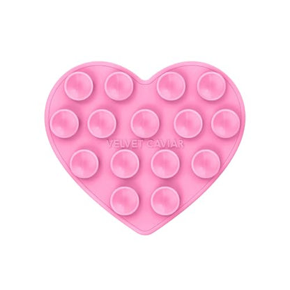 Velvet Caviar Suction Cup Phone Case Mount Compatible with MagSafe Devices Only - Magnetic Silicone Sticky Phone Grip Holder for iPhone Back of Phone - Mirror Gripper (Pink Heart) - color: Pink Heart