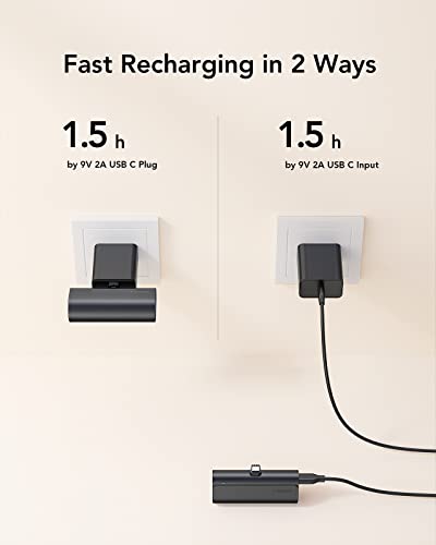 Small USB C Portable Chargers, 5000mAh Fast Charging Power Bank, 2 Pack