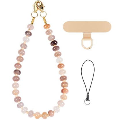 CH.yishi Beaded Phone Charm Wrist Strap with Tether Tab,Camera Lanyard - color: Violet Agate