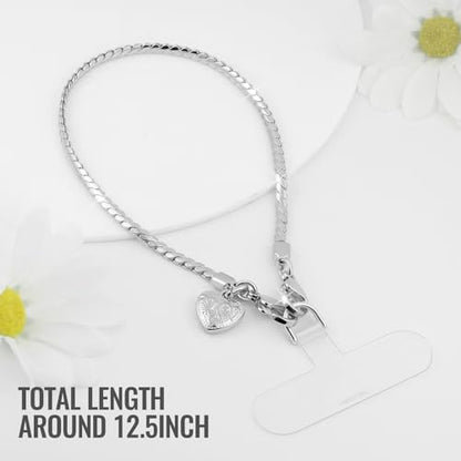 Phone Charm Strap Detachable Wrist Strap For iPhone Anti Theft Strap Phone Chain Wristlet - color: Pale Sliver