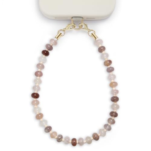 POSADINA Natural Stone Phone Charm, Beaded Healing Phone Wrist Strap, Handmade Cellphone Chain Lanyard with Tether Tab - color: Charoite