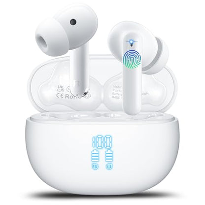 Wireless Earbuds, Bluetooth 5.4 Headphones Bass Stereo/Clear Calls, Ivory - color: AI-Ivory