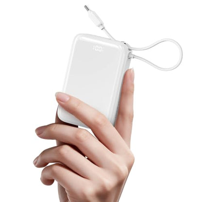 iWALK Portable Charger, 10000mAh 45W PD Power Bank, USB C in&Out Fast Charging Battery Pack with Phone Stand, Travel Essential Powerbank for iPhone 17 16 15 14 13 12 Samsung S25 MacBook etc,White - color: White 45W