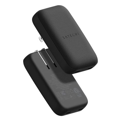 Satechi OntheGo 67W GaN Wall Charger, PD 3.0 + PPS, Dual USB-C Ports, Black - color: Black