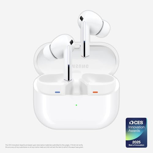 Samsung Galaxy Buds 3 Pro AI True Wireless Bluetooth Earbuds, Noise Cancelling, Sound Optimization, Redesigned Comfort Fit, White [US Version, Amazon Exclusive, 2Yr Warranty] - color: White, style: Buds 3 Pro