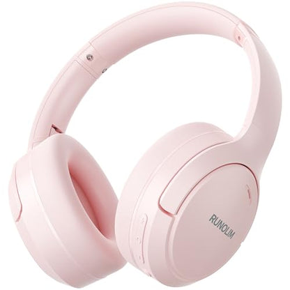 RUNOLIM Active Noise Cancelling Headphones, Wireless Bluetooth Over Ear - color: Pink