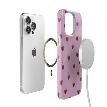 Casely iPhone 14 Pro Case | Very Cherry | Painted Cherries | Compatible with MagSafe | Classic Ultra Slim Design - color: Very Cherry | Painted Cherries, size: iPhone 14 Pro