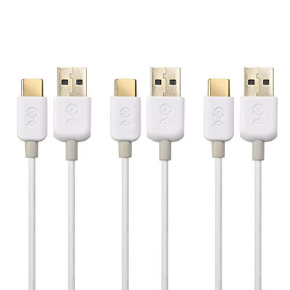 Cable Matters 3-Pack USB to USB C Charging Cable 3.3 ft with 3A Fast Charging in White for iPhone 16/15, Samsung Galaxy S23 Ultra, S23, S22 Note 20, LG G8, Google Pixel 7a, iPad Pro, Nintendo Switch - color: White, size: 3.3 Feet