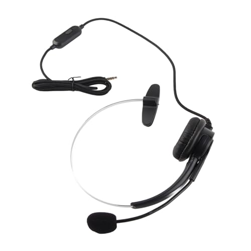 Wired Trucker Headset with Noise Cancelling Microphone, Mono Headset for Call Center and Customer Service, 3.5mm Wired Telephone Headset with Volume Control for Cellphone