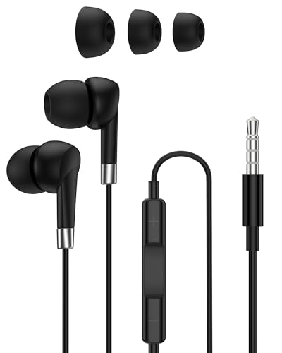 Moto G Stylus Wired Earbuds 3.5mm Jack, In-Ear Headphones with Microphone - color: Black