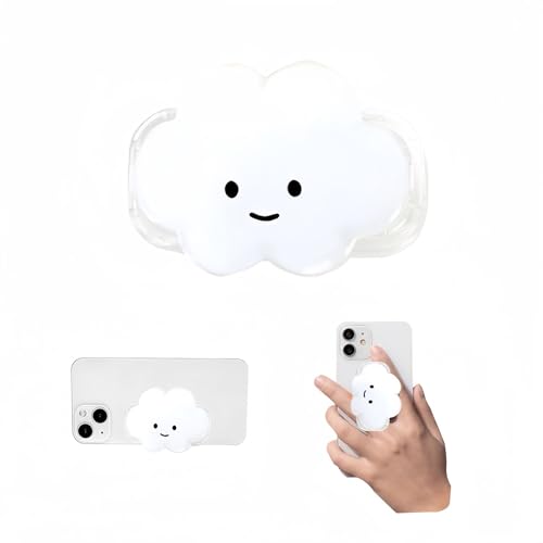 Phone Grip Cute 2D Cloud Shape Collapsible Expandable, Smartphone Tablet Cell Phone Grip Stand Holder (White) - color: White