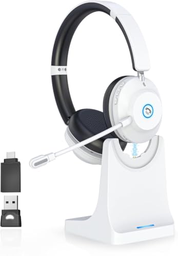 Bluetooth Headset with Microphone, Wireless Headset AI Noise Cancelling