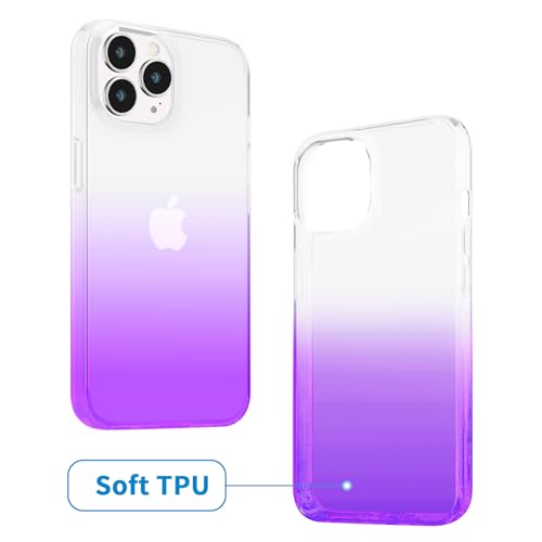 JJGoo Compatible with iPhone 15 Pro Case Clear, Soft Clear Fiexible TPU Phone Cases, Shockproof Transparent Bumper Cover Slim Thin Phone Case, Gradient Purple - color: Gradient Purple