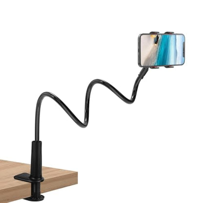 Selfdee Phone Holder for Bed, Gooseneck Clip Adjustable Phone Stand - Universal 360 Flexible Mount for Bedside headboard Lazy Long Arm Clamp Bracket (Style 1)