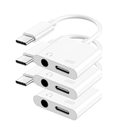 Criello USB C to 3.5mm Headphone and Charger Adapter - color: White, size: 3 Pack