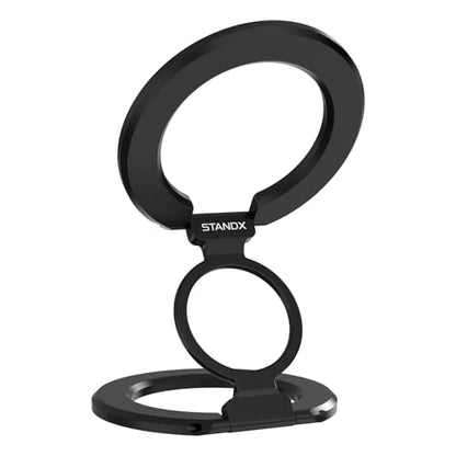 Phone Ring Holder for MagSafe Case, Strong Magnetic Cell Phone Grip, 360° Rotation Kickstand Compatible with iPhone and Android. - color: Black Titanium