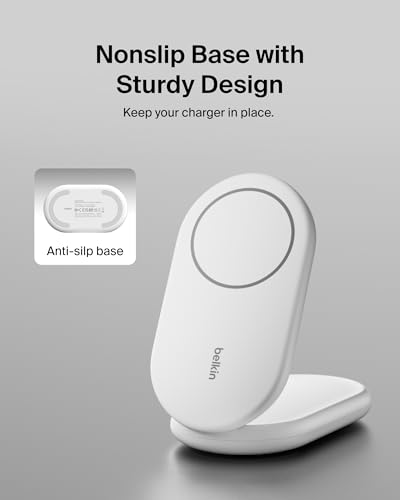 Belkin Qi2 15W Magnetic Foldable Wireless Charging Stand, Standby - color: White