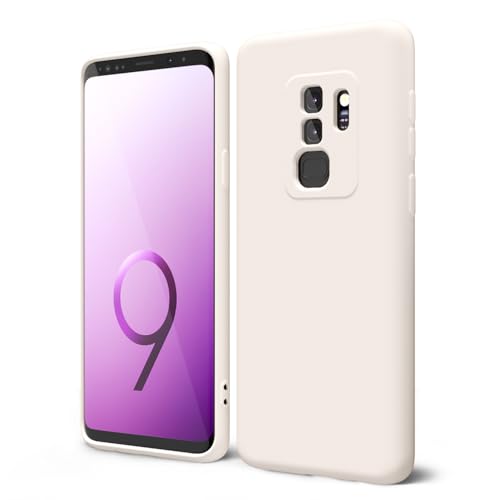 oakxco for Samsung Galaxy S9 Plus Phone Case Liquid Silicone, Thin Slim Soft Rubber Gel TPU Plain Protective Simple Cover for Women Girl Cute, Matte Solid Color Aesthetic, Beige Stone Cream - color: Beige, size: S9 Plus