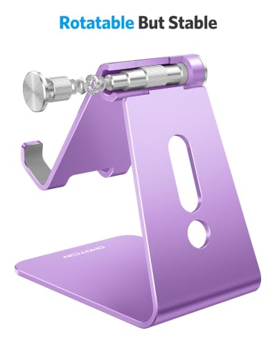 OMOTON C2 Adjustable Aluminum Cell Phone Stand with Charging Cutout, Purple - color: Purple