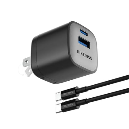 GaN Charger, 45W Fast Charging, Compact and Foldable Plug USB‑C Wall Charger, Compatible with iPhone 17 Series, MacBook, iPad, Samsung Galaxy S25 Ultra/S24 Series (3.3 ft Cable Included) - color: Black