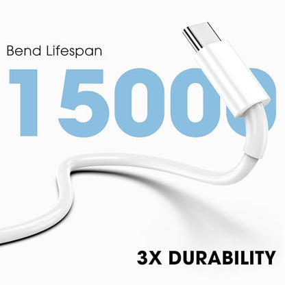 Apple USB C to USB C Cable, USBC Cable, Fast Charging, 3-Pack 3FT White - color: White, size: 3FT