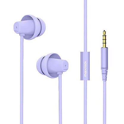 MAXROCK (TM Total Soft Silicon Headphones with Mic Sleep Travel Choice for Cellphones Tablets and 3.5mm Jack (Violet) - color: violet purple
