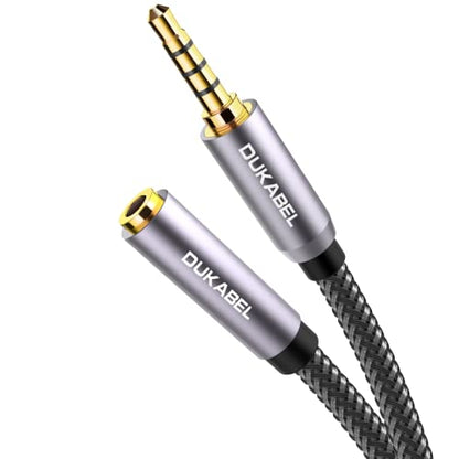 Headphone Extension Cable, DUKABEL 3.5mm TRRS Mic-Supported Extender -4Feet - color: Grey, size: (4 Feet / 1.2 Meters)
