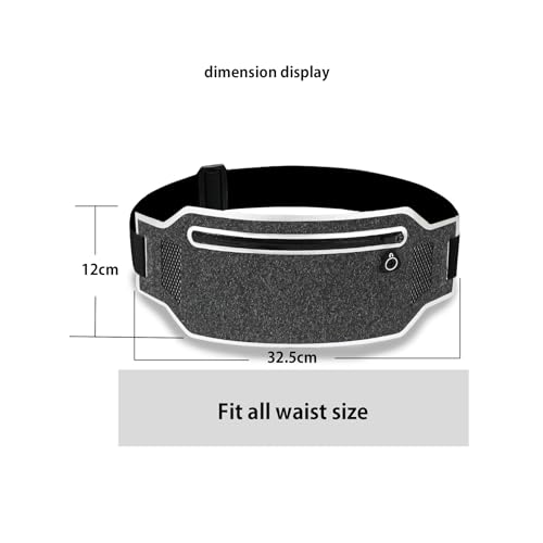 Running belt,Slim Running Waist Fanny Pack Runner Exercise Phone Belt Hip Pouch Bag for Women Men iphone Samsung (Black Grey) - color: Black Grey