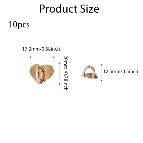 10Pcs Heart Phone Ring Holder, Adhesive Metal Finger Grip Loop Stand and Charm Hook for Cell Phone, Tablet, DIY Case, Cute Universal Keychain Ring for Hanging Accessories (Rose Gold)