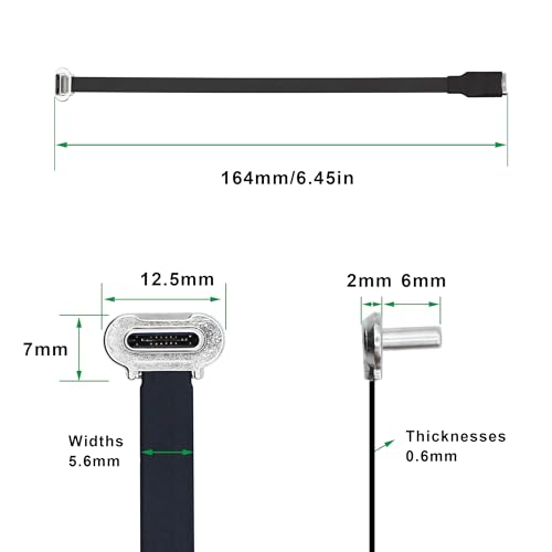 Right Angle USB C Flat Extension Cable 90 Degree USB C Male to Female Fast Charge Data Cord for Power Banks Phone(6.3in/160mm) - size: 6.3in/160mm