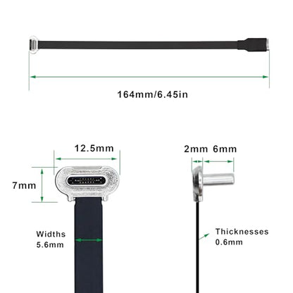 Right Angle USB C Flat Extension Cable 90 Degree USB C Male to Female Fast Charge Data Cord for Power Banks Phone(6.3in/160mm) - size: 6.3in/160mm