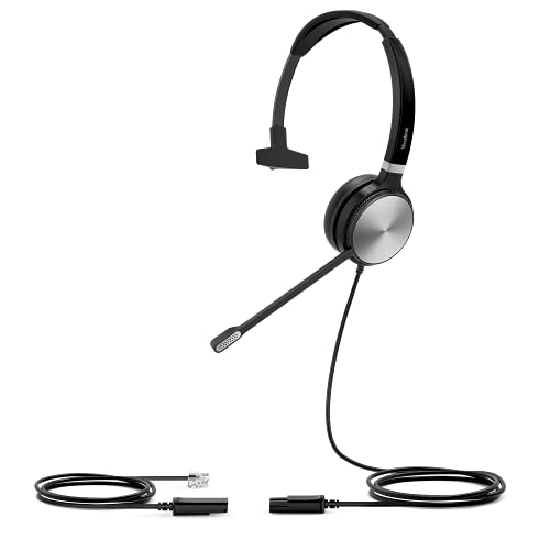 Yealink YHS36 Mono Telephone Headset with RJ9 Jack Phone Headset with Microphone Noise Canceling, Compatible Poly Snom Desk Landline Phones (2.1m Cable)