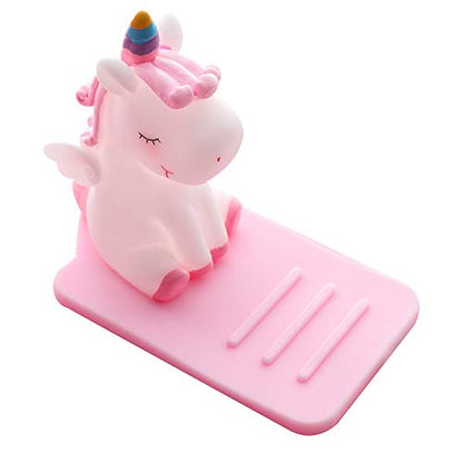 ZOSTLAND Kawaii Unicorn Fly Horse Pegasus Pony Phone Holder Adjustable Stand Lovely Desktop Phone Stand,Creative Cartoon Multi-Function Desk Phone Stand, Smartphone Dock iPad Tablet (Unicorn Pink)