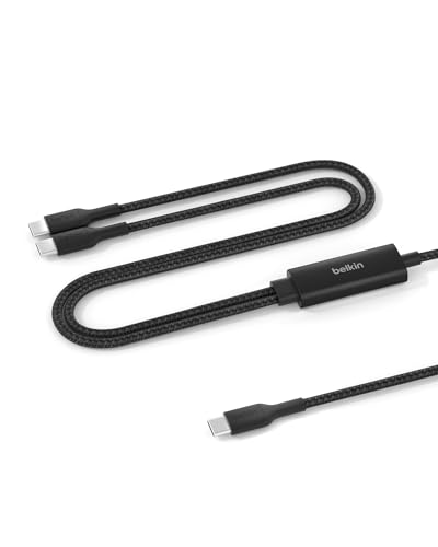 Belkin 2 in 1 USB C to C 140W Braided Cable, 5ft, Dual Charging Cord - color: Black