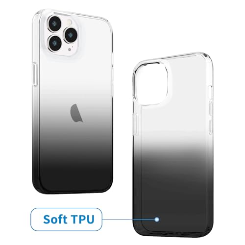 JJGoo Compatible with iPhone 14 Pro Case, Clear Soft Shockproof Protective Slim Thin Bumper Cover Transparent Phone Case, Gradient Black - color: Gradient Black
