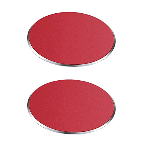 SALEX Replacement Metal Plates Set for Magnetic Car Phone Holders, Wall & Air Vent Mounts, Cases, Magnets. Kit of 2 Matte Red Round Iron Discs Without Holes. 3M Adhesive Backing. Steel Disks 2 Pack. - color: Red / 2 Pack