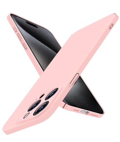Super Thin for iPhone 15 Pro Max Case, Ultra Slim Skin-Friendly Hard Cover [Full Camera Protection] [Smooth Matte Finish] Sleek Minimalist Phone Case for iPhone 15 Pro Max 6.7" 2023, Pink - color: Pink, size: iPhone 15 Pro Max