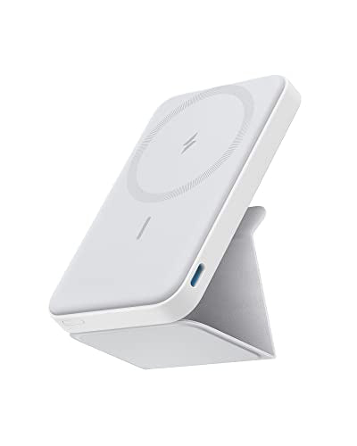 Anker 622 Magnetic Power Bank, 5,000mAh Foldable Wireless Portable Charger - color: Dolomite White, size: 4.13 x 2.64 x 0.51 inches