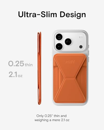 MOFT MagSafe Wallet Stand with Apple Find My, Ultra-Slim Trackable Strong Magnetic Phone Card Holder, 3-in-1 Multi-Angle Adjustable Phone Stand for iPhone 18/17/16/15/14/13 Series, Terracotta - color: Terracotta