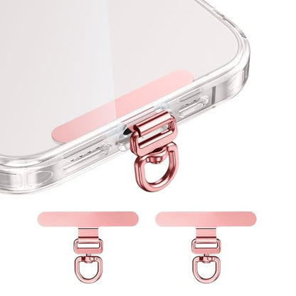 saxsion Phone Tether Tab & Lanyard Tab, 360° Swivel Clip - Ultra Thin Stainless Steel Universal Patch for All Phone Cases - color: Rose Gold*2