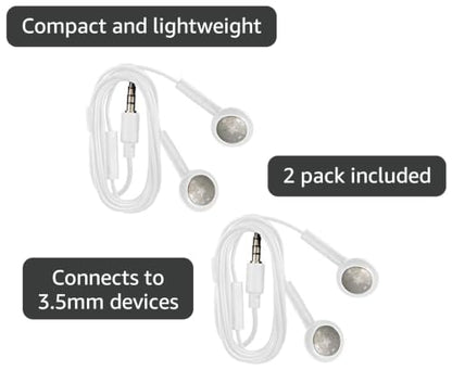 Fenzer 2 Pack Wired iPhone Earbuds/Headphones with 3.5mm Earphones with Microphone Volume Control Compatible for iPhone, iPad, iPod, Computer, MP3/4, Android Most 3.5mm Audio Devices White