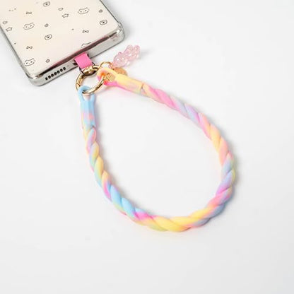 Bloomish Silicone Phone Wrist Strap with Cute Bear Charm - Anti-Loss Hand Strap Lanyard for iPhone & Android - Soft, Durable & Stylish Mobile Phone Accessory - color: Rainbow Gradient