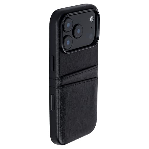 Dockem Card Case for iPhone 17 Pro with Magnetic Mounting Plate, Camera Control Button, Wallet with 2 Holder Slots: M2 Exec Premium Synthetic Leather (Black) - color: Black, size: 17 Pro