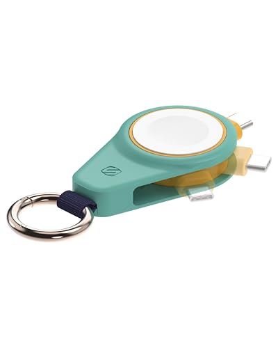 Scosche WatchIt Keychain Magnetic Charger for Apple Watch, Fast Charging USB-C Plug-in (No Battery), Portable Travel Charger for Series 11/10/9/8/7/6/5/4, Ultra 3/2, SE3/SE2/SE & AirPods, Aquatic Awe - color: Aquatic Awe