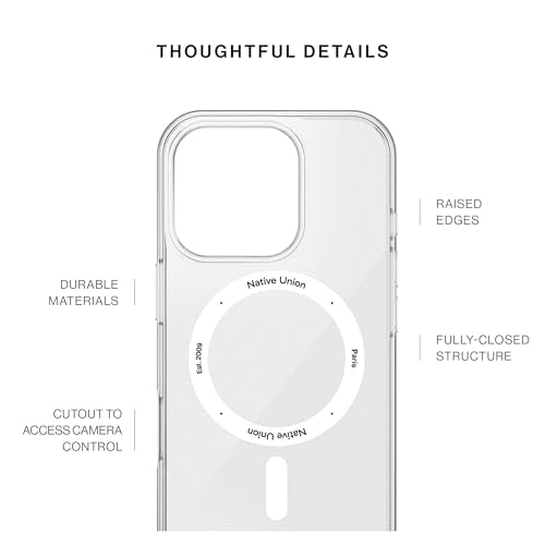 Native Union (Re Clear Case – Transparent Anti-Yellowing Case – MagSafe Compatible with Built-in Magnets – Recycled Materials – Ultra-Durable with Military Grade Drop Protection for iPhone 16 Pro - size: iPhone 16 Pro
