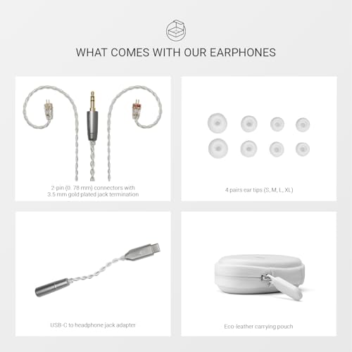 MEZE AUDIO ALBA | Wired Earbuds in-Ear Monitor Headphones for Audiophiles | USB-C Adapter Included | Smartphone Compatible | Noise Isolating | Ergonomic Metal Chassis - color: White