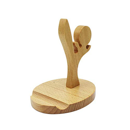 Cartoon Cell Phone Holder Stand Wooden Smartphone Desk Holder for All Mobile Phones Animal Phone Stand Desk Ornament - color: kung fu